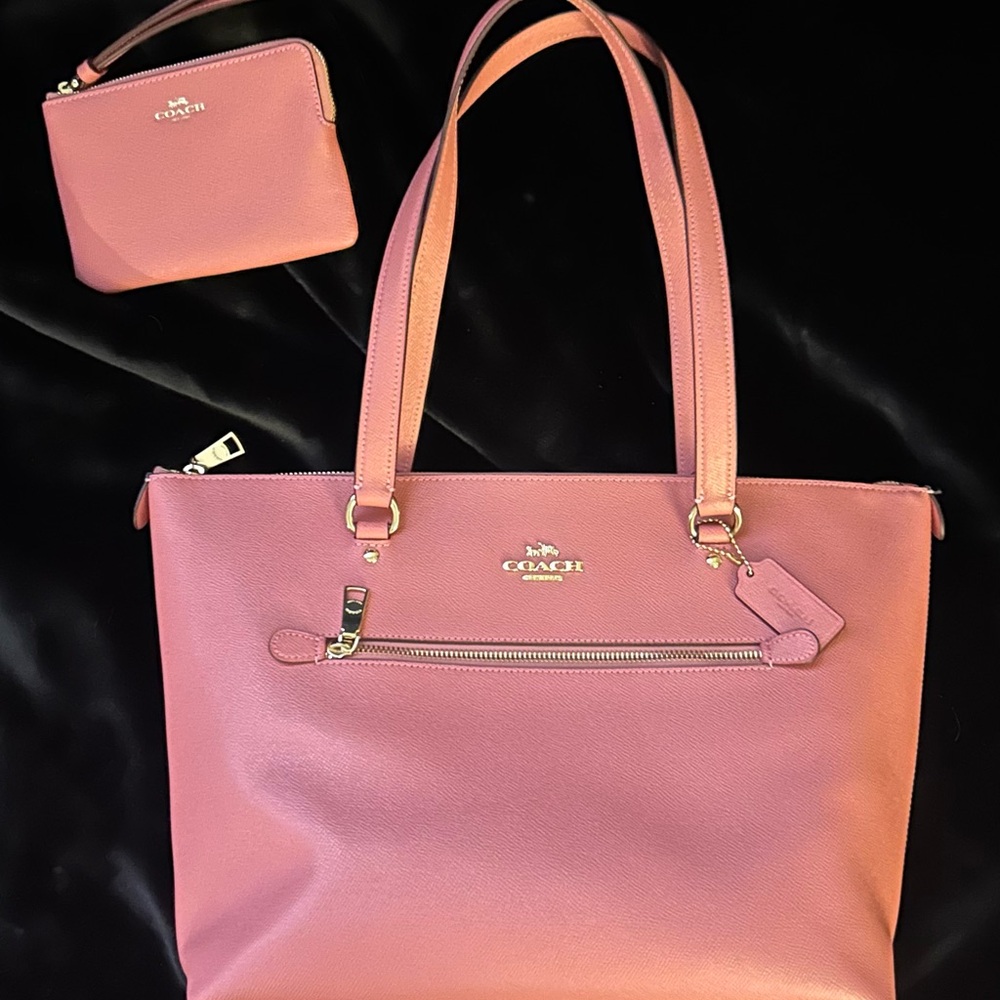 Coach Gallery Tote, Pink Taffy (wallet & purse bundle)